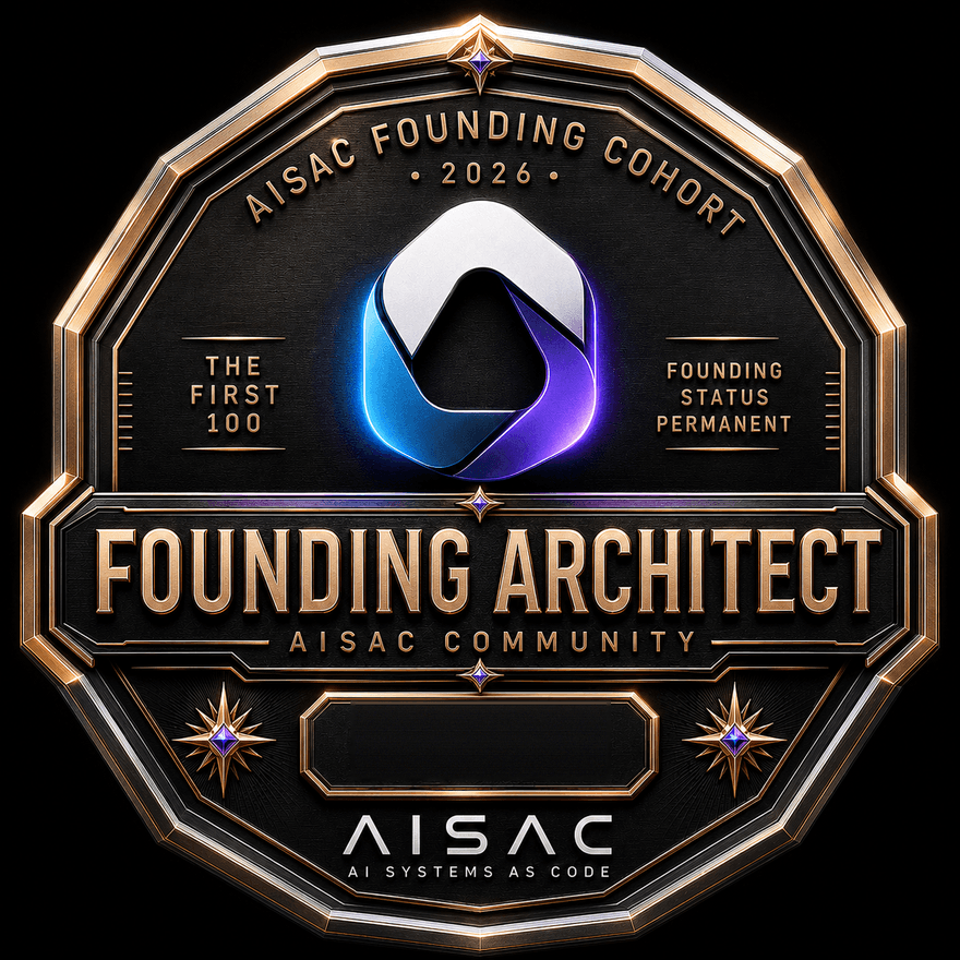 Badge AISAC Founding Architect — posição 018/100