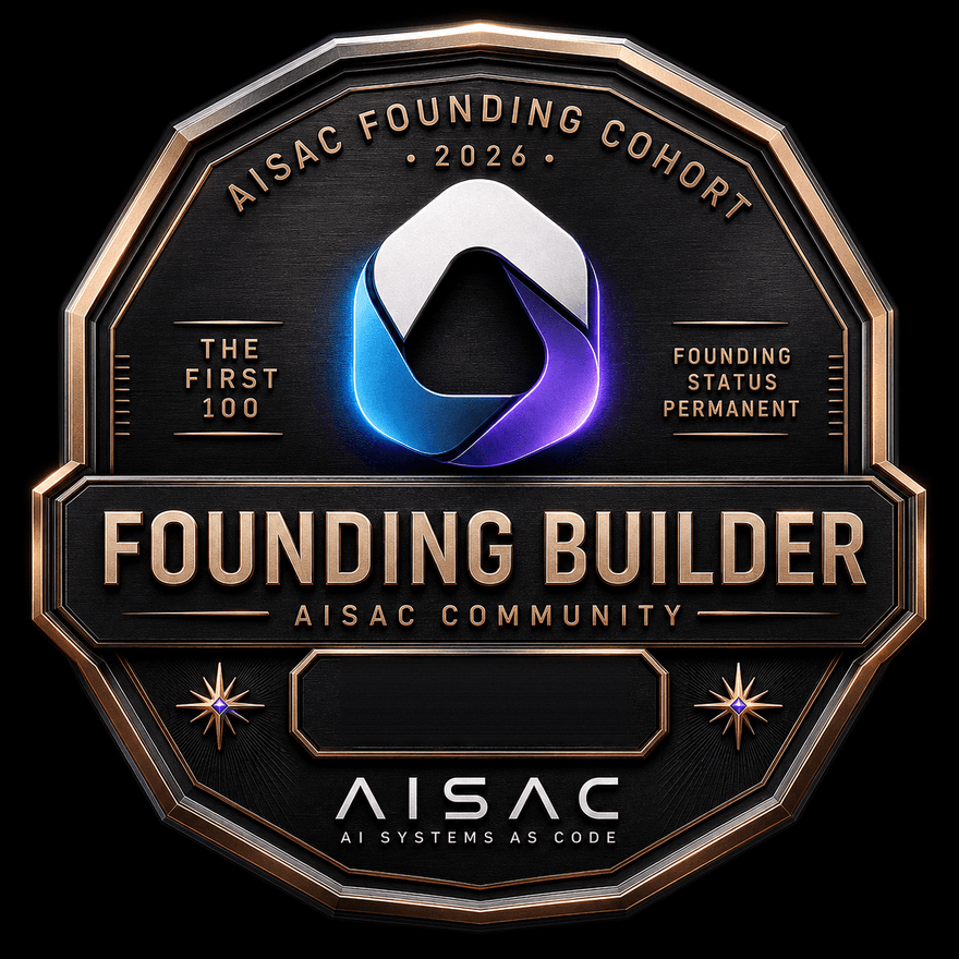 Badge AISAC Founding Builder — posição 019/100